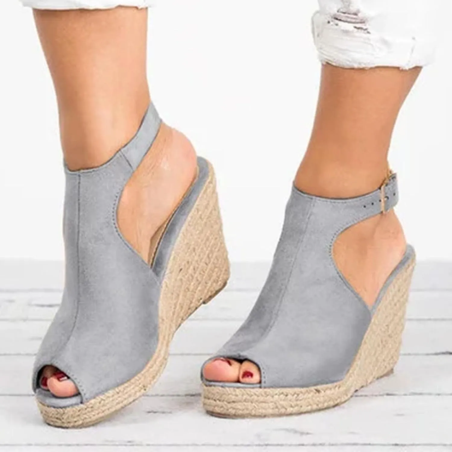 Womens Brooklyn Ankle Strap Wedges Sandal Peep Toe Slingback Platform Espadrilles Wedge Sandals High Heels Sandals Casual Summer Dress Shoes