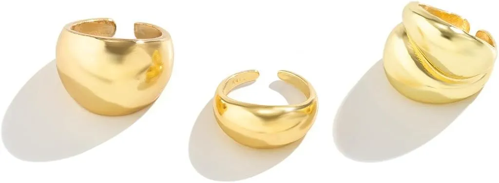 Women's Chunky Gold Acrylic Stackable Rings Set Minimalist Geometric Bold Jewelry