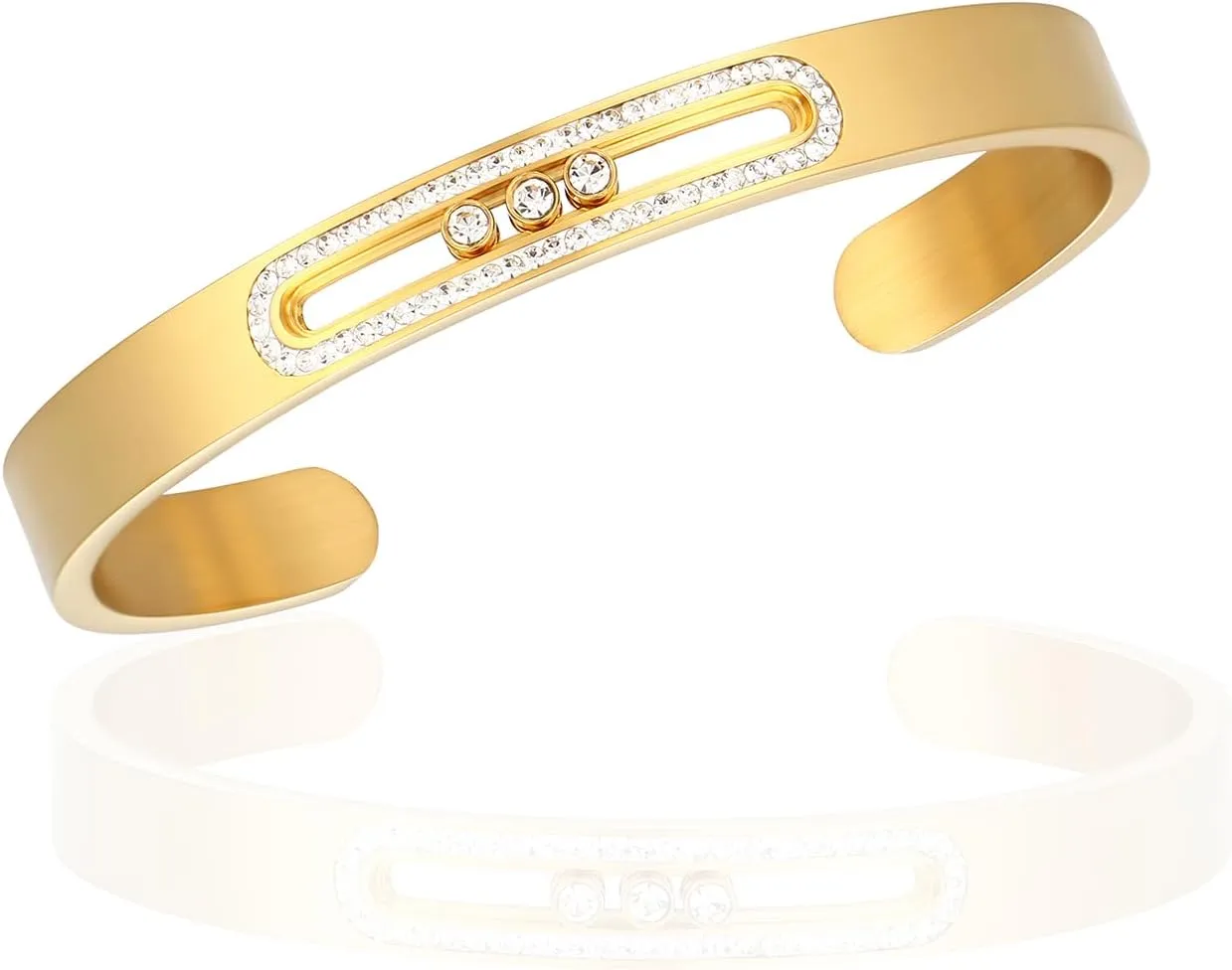 Women's Cuff Bracelet with Moveable Diamonds, a Stainless Steel Bracelet for Women