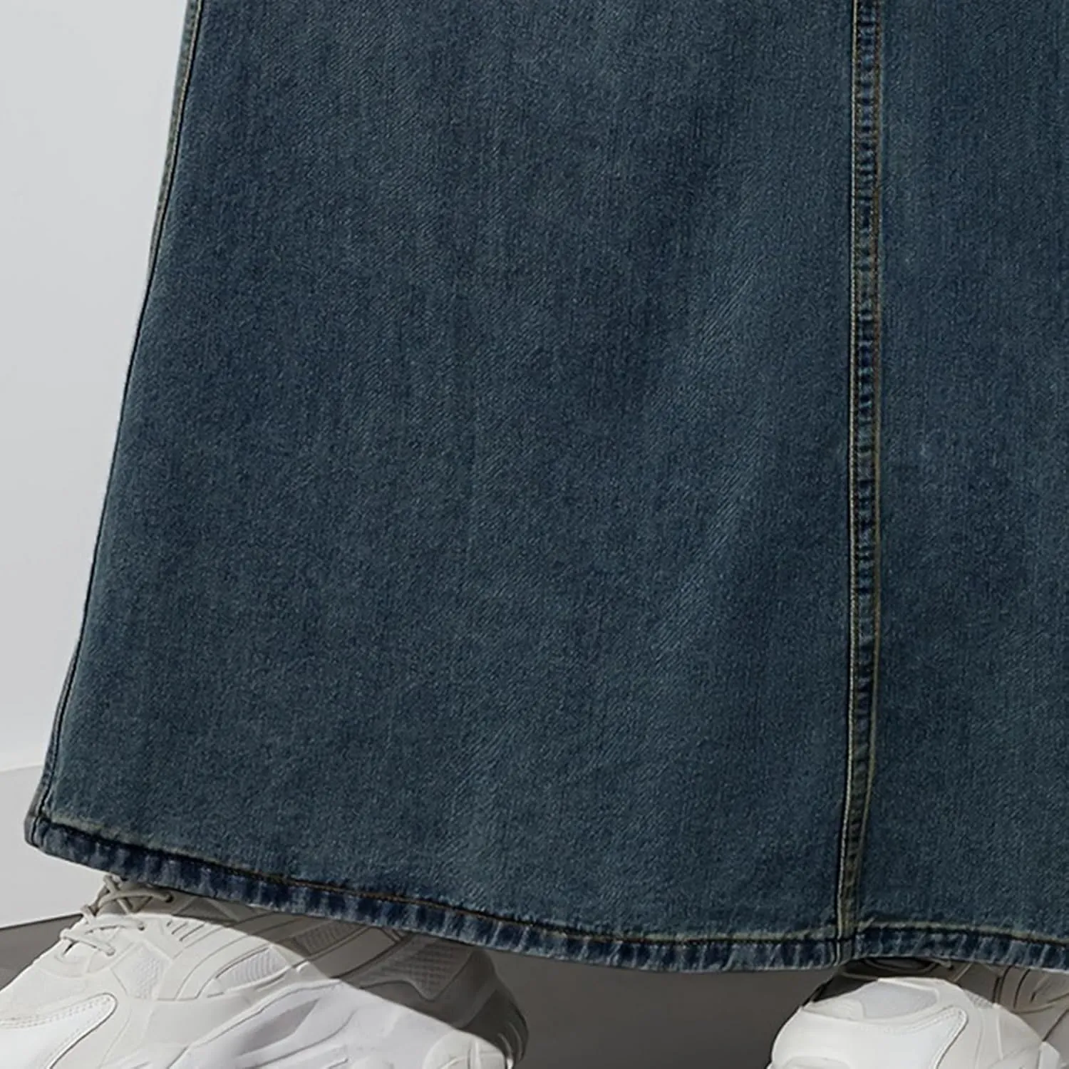 Womens Denim Skirt Casual High Waist Paperbag Elastic A Line Long Maxi Flare Skirt Summer Beach Jean Skirt