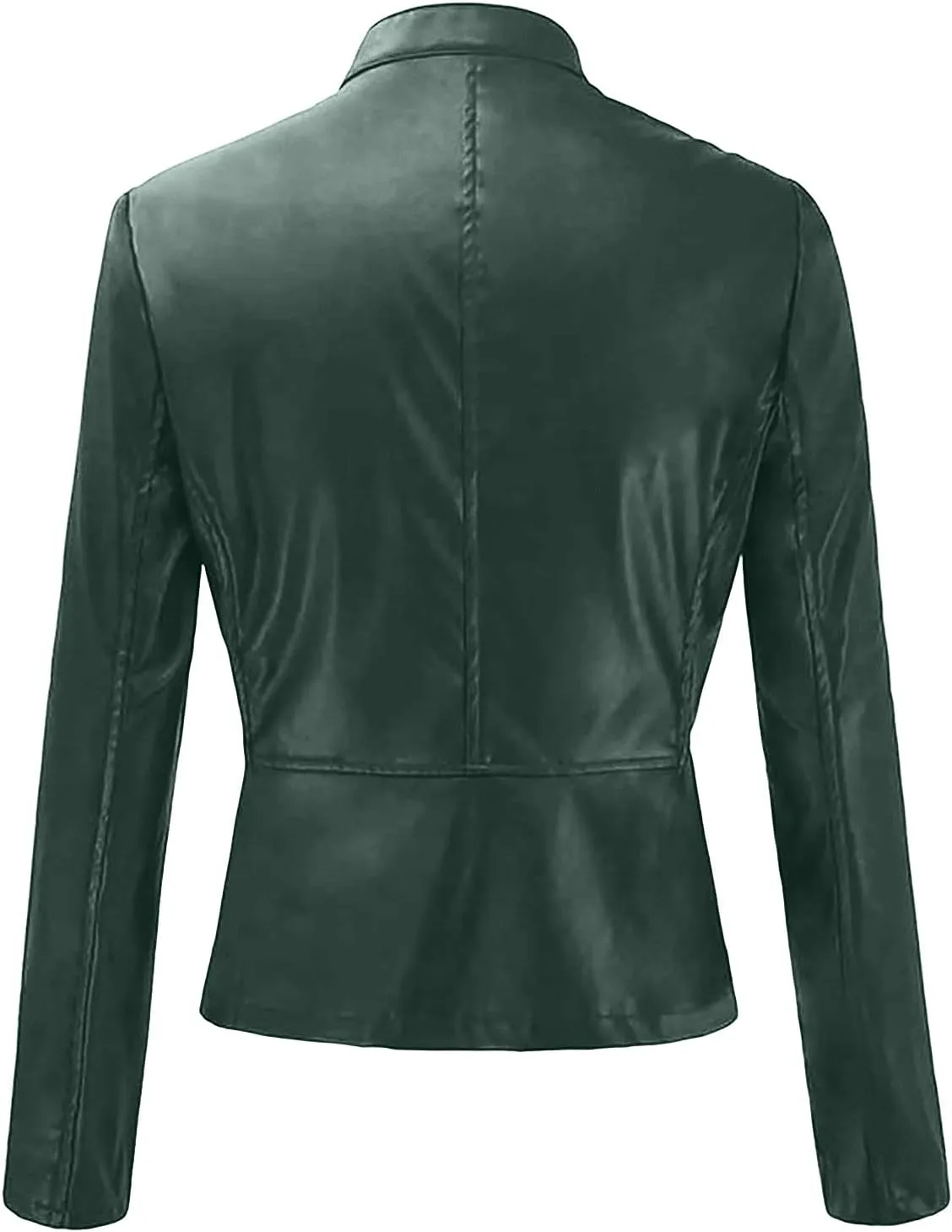 Womens Faux Leather Zip Up Moto Biker Jacket Long Sleeve Motocross Racer Bomber Jacket Motocycle Cropped Jacket Coat