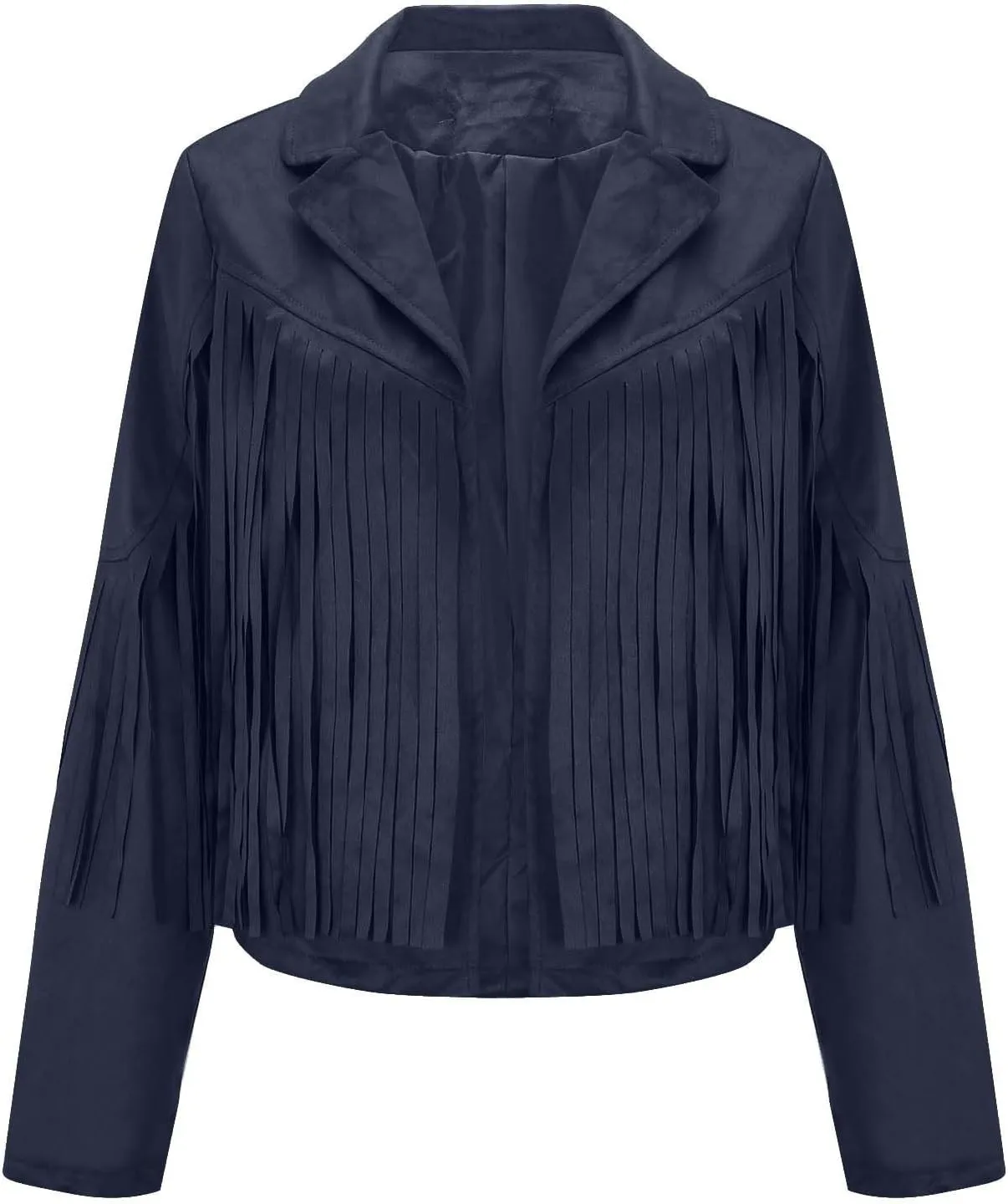 Women's Fringe Jackets Suede Tassel Jacket Crop Moto Biker Jackets Open Front Tassel Coat Western Cowgitl Outfits