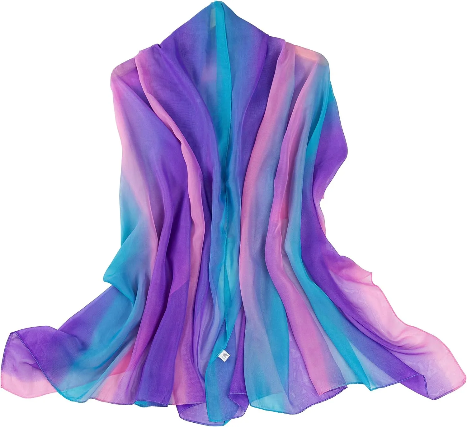 Women's Gradient Rainbow Color Scarf - Large Size Imitation Silk Travel Beach Towel Chiffon