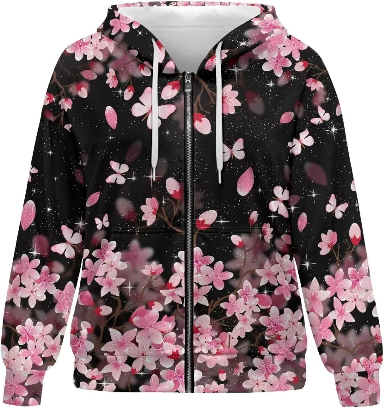 Women's Oversized Drawstring Sweatshirt Fall/Winter Outfits Long Sleeve Hoodies Zip Up Casual Jackets with Pocket
