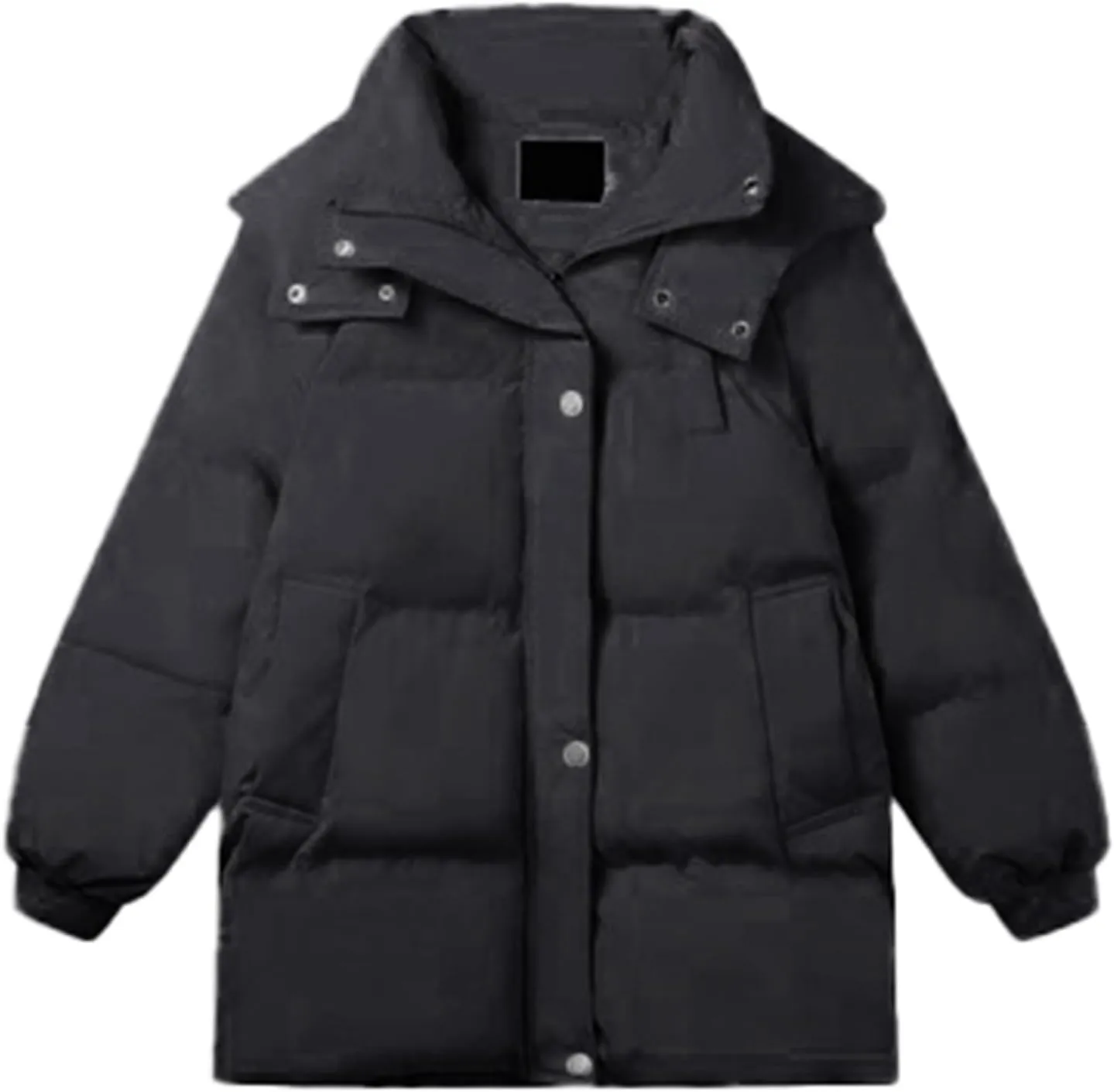 Women's Puffer Jacket Lightweight Quilted Down Jackets Oversized Mid Length Thickened Hoodie Winter Coat with Pockets