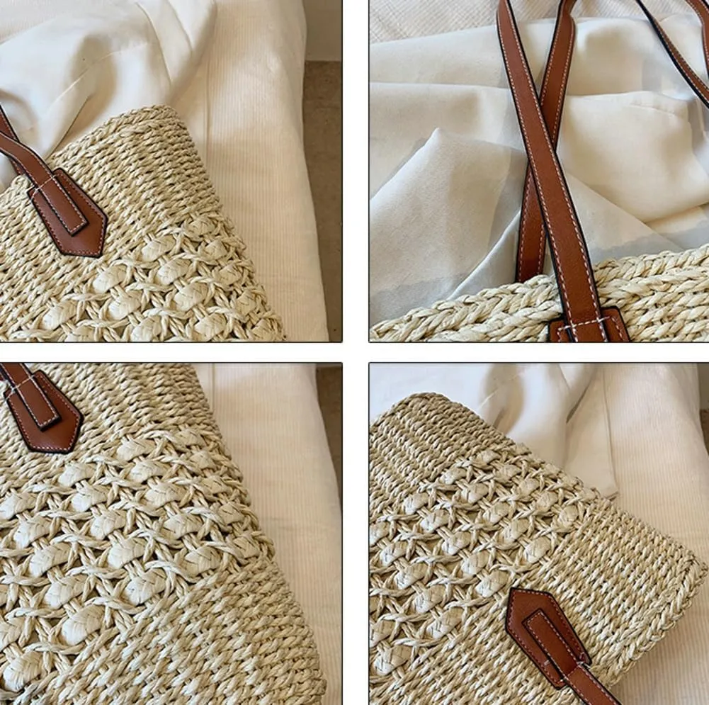 Womens Straw Hobo Bag Large Tote Bags for Women Handmade Summer Beach Bag Woven Shoulder Bag Travel Bag Summer Vacation