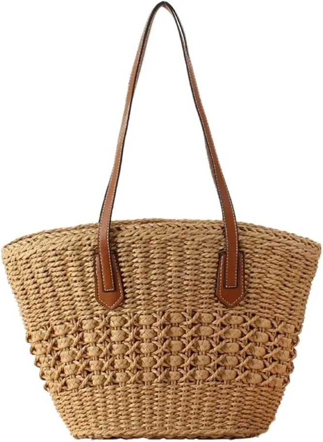Womens Straw Hobo Bag Large Tote Bags for Women Handmade Summer Beach Bag Woven Shoulder Bag Travel Bag Summer Vacation