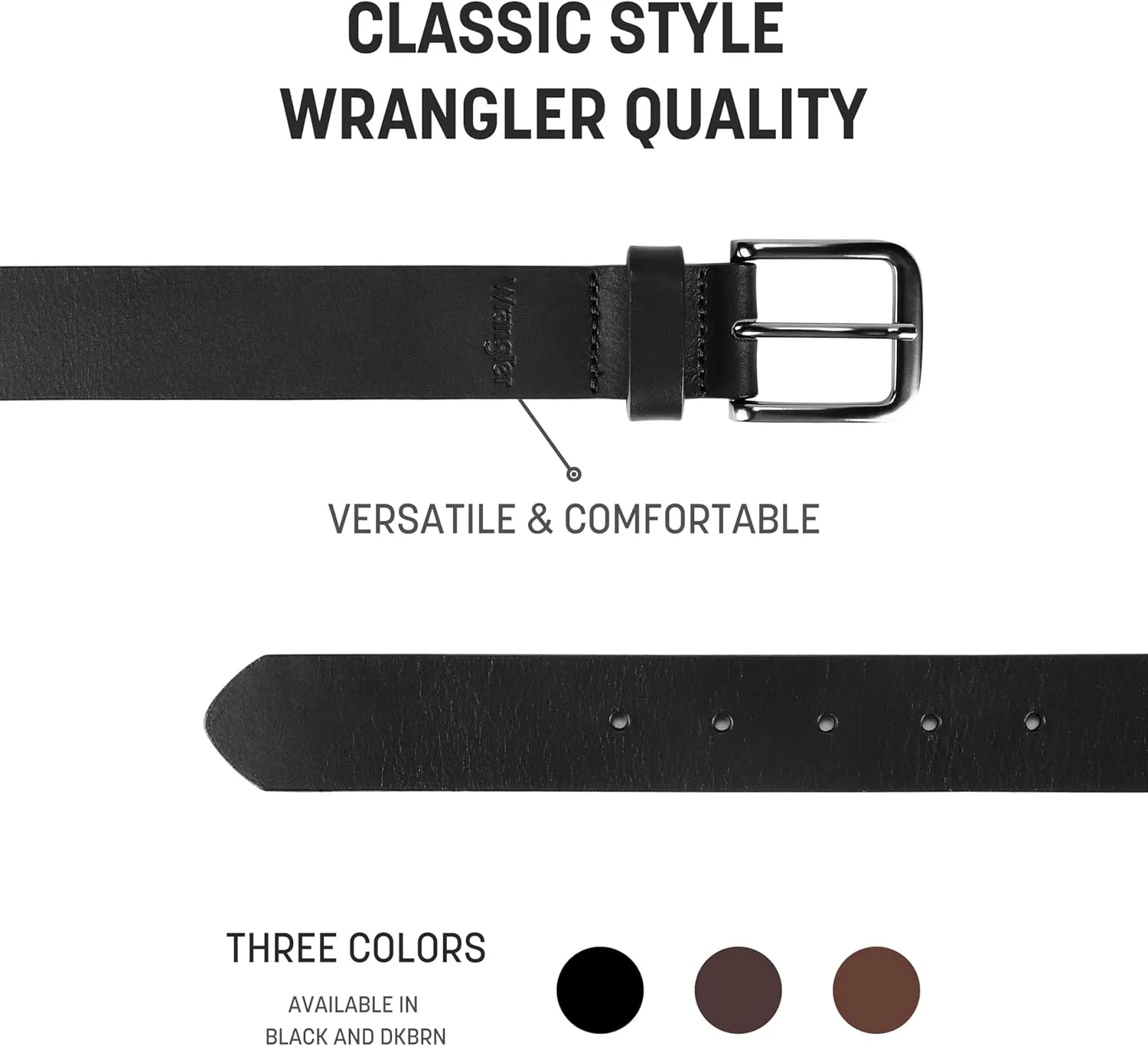 Wrangler Men??s Full Grain Genuine Leather 35mm Thick Casual Belt for Jeans, Pants
