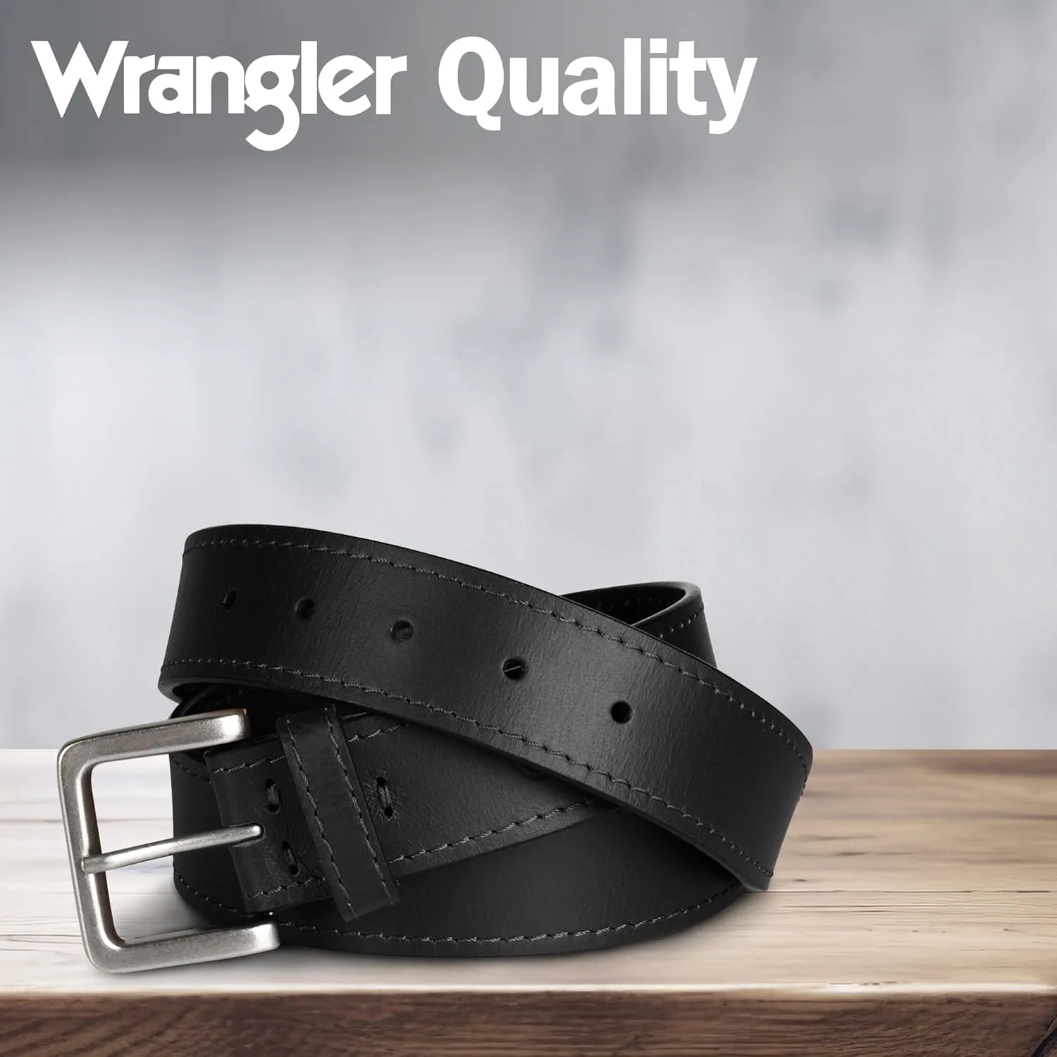 Wrangler Men??s Leather Belt, Country Casual Every Day Belt for Jeans