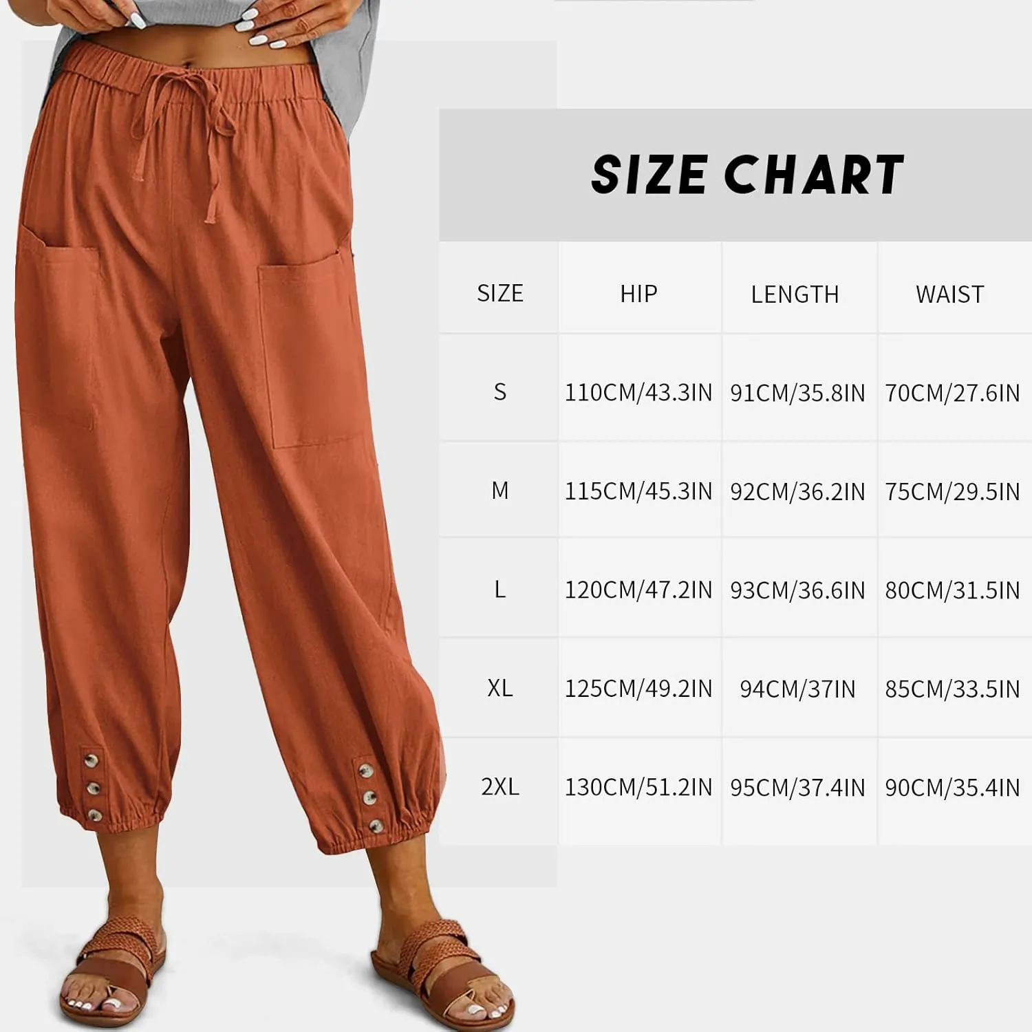 WROLEM Women's High Waist Capri Pants with Pockets Wide Leg Cropped Pants for Women - Black - Small
