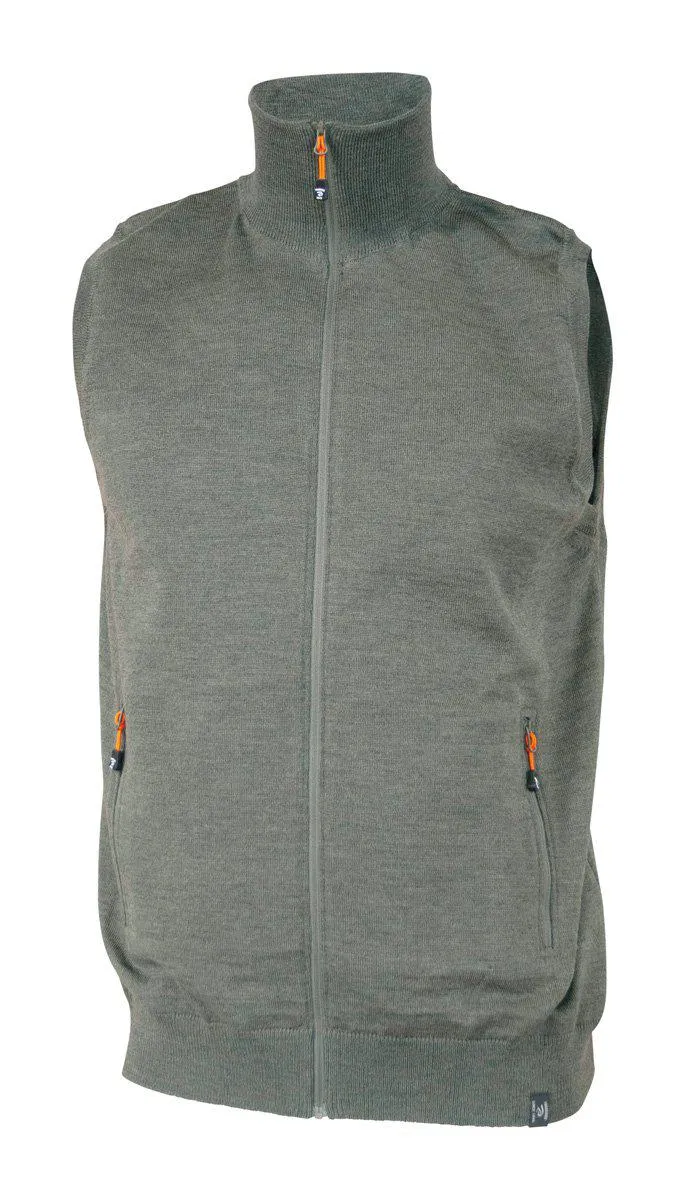 YORK VEST WINDBREAKER , 100% EXTRA FINE MERINOULL  — LIGHT LODEN